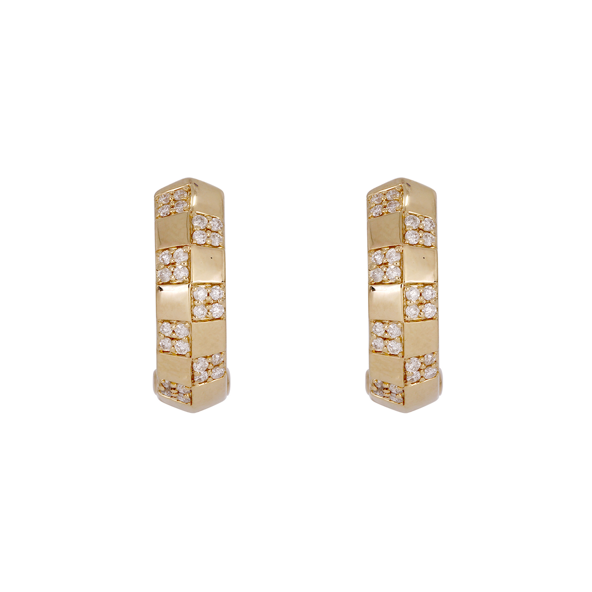 14K Solid Gold Diamond Round Hoop