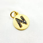 Load image into Gallery viewer, DC076. Diamond Sterling Silver Letter "N" Round Charm