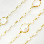 Load image into Gallery viewer, Shop White Freshwater Pearl Organic and Bezel Round Shape Wire Chain