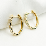 Load image into Gallery viewer, EHH56874. 14k Solid Gold Diamond Baguette Oval Hoops