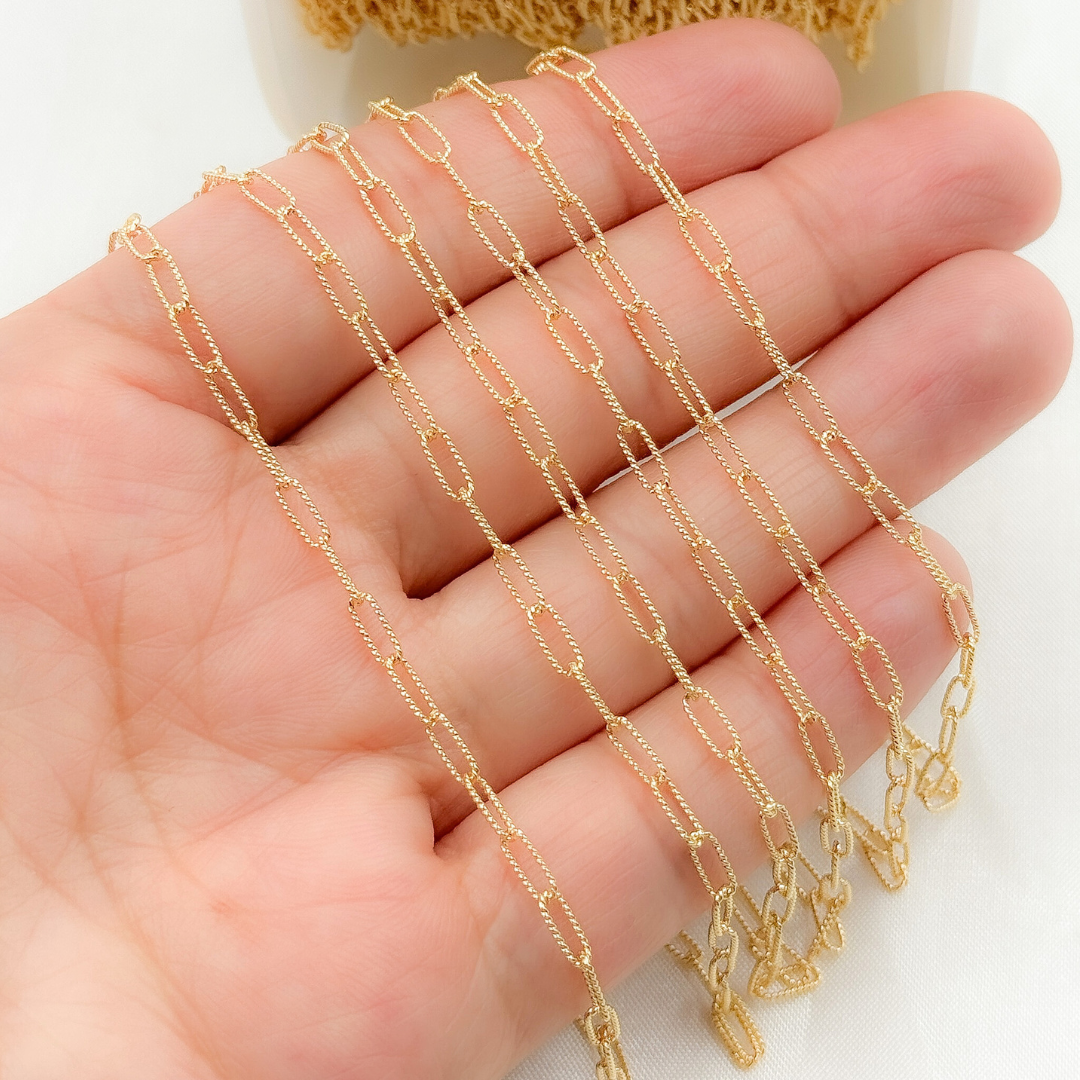 14k Gold Filled Hammered Paperclip Chain. 2505LGF