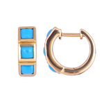 Load image into Gallery viewer, Solid Gold Turquoise Hoops