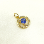Load image into Gallery viewer, 14K Solid Gold Diamond Circle Charm. GDP129