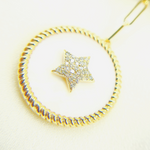 Load image into Gallery viewer, NFC71047MOP. 14K Solid Gold Paperclip Necklace with Mother of Pearl Charm