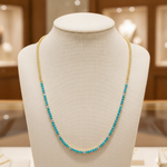 Load image into Gallery viewer, NFJ72366TQ. 14K Solid Gold Turquoise and Diamond Tennis Necklace
