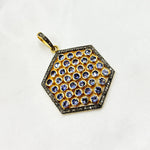 Load image into Gallery viewer, DSP011. Diamond Silver Hexagon Gemstone Pendant