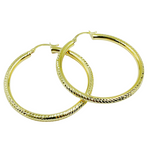 Load image into Gallery viewer, 14K Gold Hoop Earrings with Engraved Tornado Design