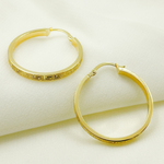 Load image into Gallery viewer, 14K Gold Flat Round Hoop Earrings with Texture