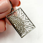 Load image into Gallery viewer, Diamond Sterling Silver Rectangle Half Sun Pendant