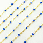 Load image into Gallery viewer, Gold Plated 925 Sterling Silver Enamel Blue Color Cable Chain. V203BLGP

