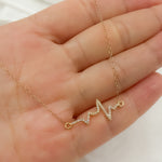 Load image into Gallery viewer, NFB71213. 14K Solid Gold Heartbeat Diamond Necklace