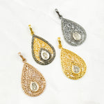 Load image into Gallery viewer, DP188. Diamond Sterling Silver Drop Shape Pendant with Polki Diamond