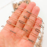 Load image into Gallery viewer, Buy Sterling Silver Diamond Cut Long Rose Gold Plated & Short Black Rhodium Paperclip Chain