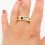 Load image into Gallery viewer, RAG01892BS. 14K Solid Yellow Gold Diamond and Blue Sapphire Band Ring