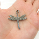 Load image into Gallery viewer, DP384. Diamond Sterling Silver Dragonfly Pendant with Gemstone