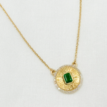 Load image into Gallery viewer, CN96236EM. 14k Solid Gold Emerald and Diamond Charm Necklace
