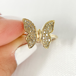 Load image into Gallery viewer, 14K Solid Gold Diamond Butterfly Ring