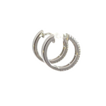 Load image into Gallery viewer, HP112186W. 14k Solid White Gold Diamond Baguette Hoops