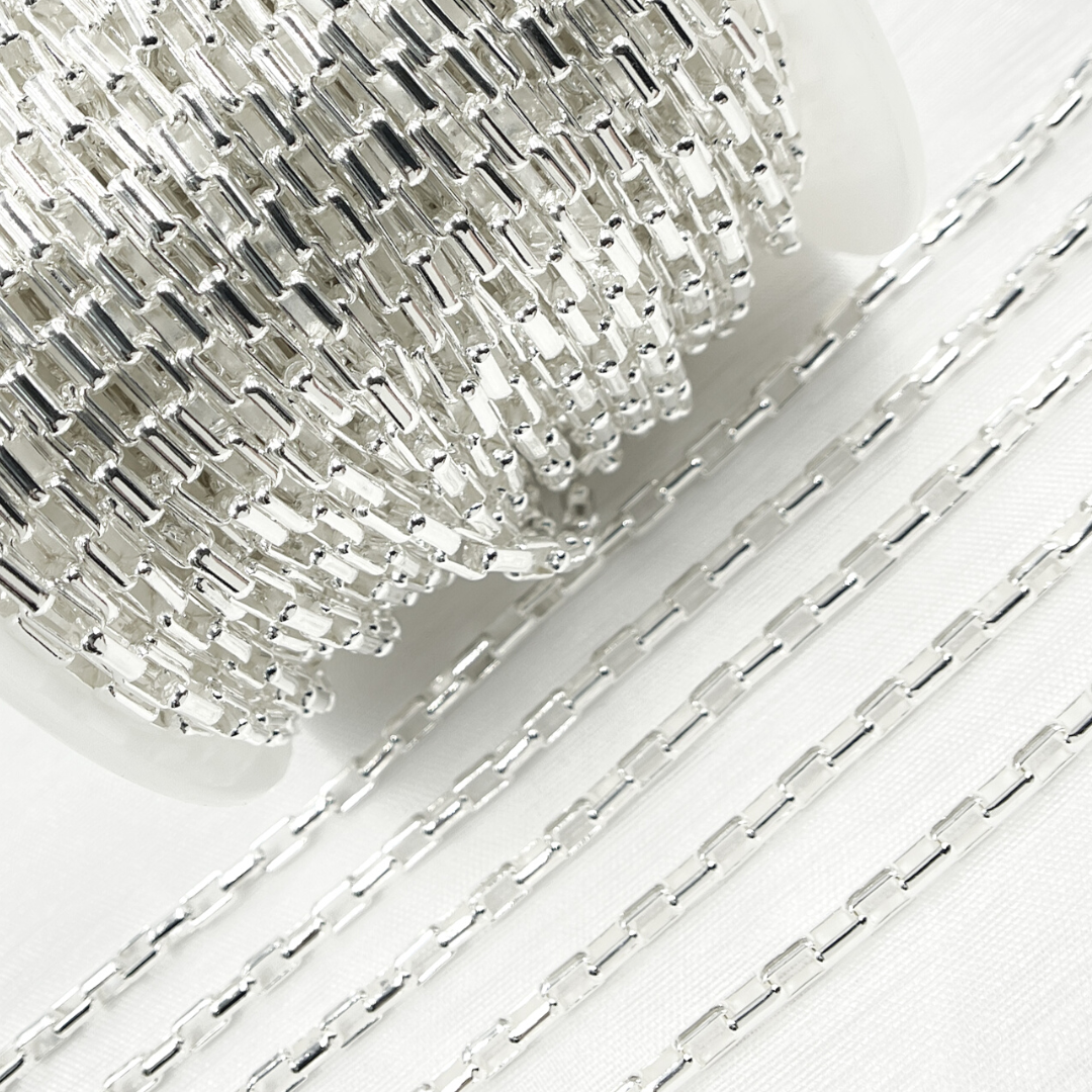 501. Sterling Silver Round Smooth Rectangle Link Chain