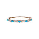 Load image into Gallery viewer, CB97356TQ6X4. 18K Solid Yellow Gold Turquoise and Diamond Fancy Bangle