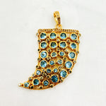 Load image into Gallery viewer, DSP042. Diamond Silver Gemstone Horn Pendant