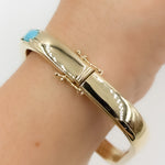 Load image into Gallery viewer, BNZ68318TQ. 14k Solid Gold Square Turquoise Bangle
