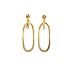 Load image into Gallery viewer, Gold Flat Oval Hollow Dangle Earrings
