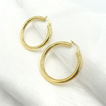 Load image into Gallery viewer, GER163. 14K Solid Gold Hollow Smooth Hoop