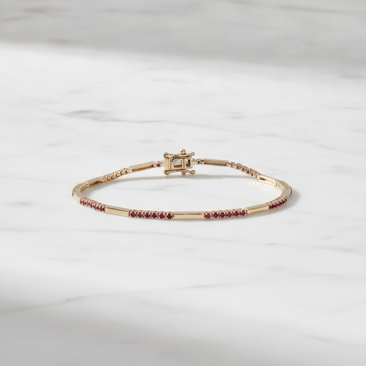BFZ61295. 14K Solid Gold Gemstone Bar Bracelets