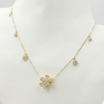 Load image into Gallery viewer, NT404137. 14K Solid Gold Diamond Dangle Flower Necklace