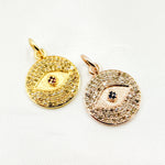 Load image into Gallery viewer, DC330. Diamond Sterling Silver Round Eye Charm with Gemstone