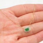 Load image into Gallery viewer, 14K Gold Octagon Emerald Fancy Tiny Necklace