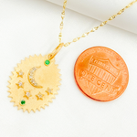 Load image into Gallery viewer, GDP624. 14K Solid Gold with Diamond Oval Shape Charm with Moon and Stars in the Center