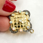 Load image into Gallery viewer, DC912. Diamond Sterling Silver Flower Connector with Gemstone