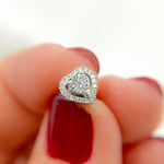 Load image into Gallery viewer, ER412666. 14K Solid White Gold Diamond Heart Studs