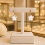 Load image into Gallery viewer, EFG53061PL. 14k Solid Yellow Gold Diamond and Mother-of-Pearl Dangle Flower Earrings