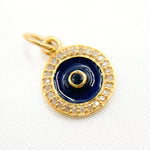 Load image into Gallery viewer, Sterling Silver Round Enamel Charm with Gemstone