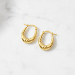 Load image into Gallery viewer, GER179. 14K Solid Gold Textured Hollow Hoops Earrings