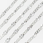 Load image into Gallery viewer, Sterling Silver Curb and Diamond Cut Marina Link Chain