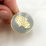 Load image into Gallery viewer, Diamond Sterling Silver Round Hamsa Pendant