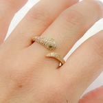 Load image into Gallery viewer, 14k Solid Gold Diamond and Emerald Snake Ring. RFF17700EM

