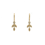 Load image into Gallery viewer, EFB51706. 14k Solid Yellow Gold Diamond Dangle Leaves Earrings