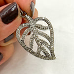 Load image into Gallery viewer, DP087. Diamond Sterling Silver Leaf Pendant