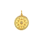 Load image into Gallery viewer, 14K Solid Gold with Diamonds Circle Charm with Star in the Center. GDP285