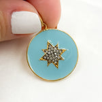 Load image into Gallery viewer, Diamond Sterling Silver Round Star Enamel Pendant