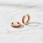 Load image into Gallery viewer, EHZ57668RU. 14K Solid Yellow Gold Ruby Huggies