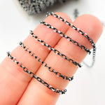 Load image into Gallery viewer, Black Rhodium and White Sterling Silver Rolo Chain