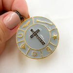 Load image into Gallery viewer, Diamond Silver Round Cross Enamel Pendant