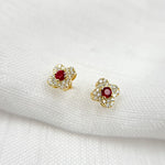 Load image into Gallery viewer, Buy now 14K Solid Gold Diamond and Gemstone Flower Studs