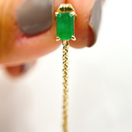 Load image into Gallery viewer, EFI52161EM. 14K Gold Emerald Rectangle Chain Earrings